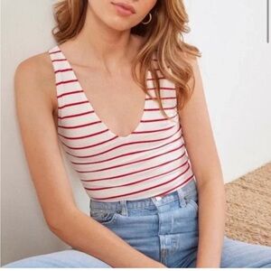 REFORMATION STRIPED DEEP V TANK - Size M